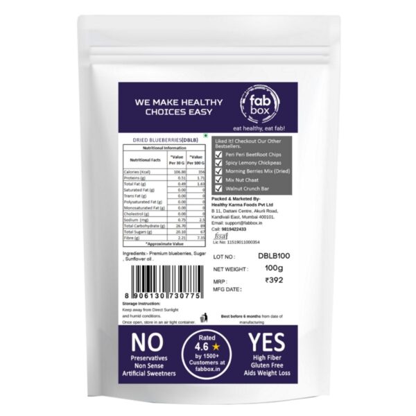 Fabbox Dried Blueberries - 100 gms - Image 6