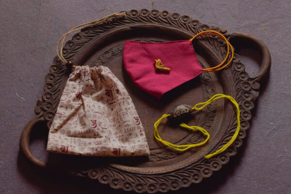 Pink Cotton Mask with Plantable Seed Rakhi