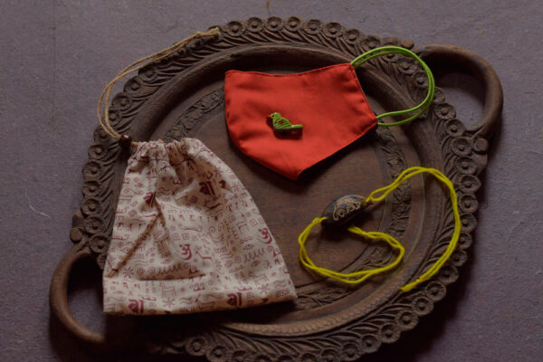 Orange Cotton Mask with Plantable Seed Rakhi