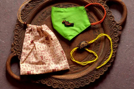 Green Cotton Mask with Plantable Seed Rakhi